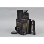 A Mentor Dresden Reflex 9 x 9cm Plate Camera serial no 32944, non-rotating back, dealer's plate