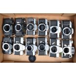 A Tray of SLR Camera Bodies, including Topcon IC-I auto, Yashica JP, Fujica STX-1, AsahibPentax