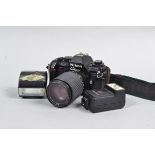 A Nikon N2000 SLR Camera, serial no 3350681, body G, battery compartment corroded, untested, with