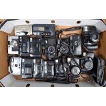 A Tray of Compact Cameras, manufacturers include Yashica, Olympus, Minolta, Pentax, Ricoh and