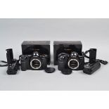 Two Canon EOS-1N HS SLR Bodies, serial no 184099, body G, shutter working, meter reacts to light,
