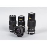 Four Olympus Auto Zoom Lenses, OM mount, an S Zuiko 35-70mm F/4 MC lens, barrel G-VG, elements G,