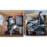 Two Boxes of Camera Related Accessories, one box of various filters, manufacturers include Hoya,