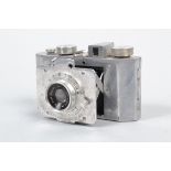 A Gallus Derlux Camera, aluminium body, shutter not cocking, back catch not releasing, back jammed