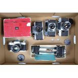 35mm Cameras, a Topcon Wink S Mirror, with 53mm f/2 lens, a Minolta SR-3, in makers box, no meter