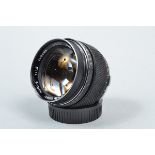 An Olympus 55mm f/1.2 Auto S Lens, OM mount, G. Zuiko, serial no 136532, barrel G, slight wear to