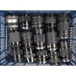 A Tray of Zoom Lenses, brands include Canon EF (2), Canon EF-S (1), Centon (1), Cosina (1),