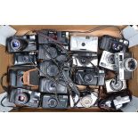 Canon Compact Cameras, a tray of 35mm and other film cameras, models include Canonet 28, Dial 35,