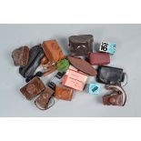 Subminiature Camera Cases. ten approx including cases for Kiku 16, Kunik Foto-Fuller, Minolta, Ricoh