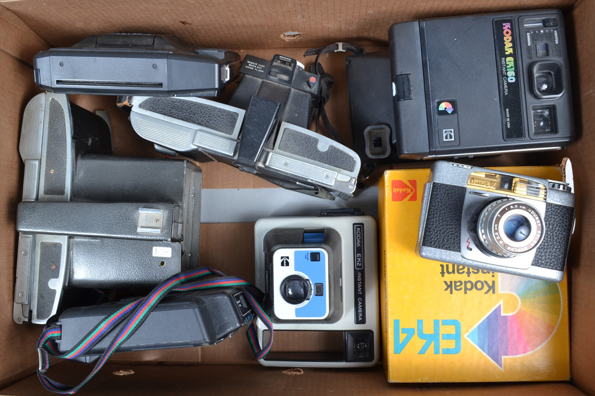 Instant and Polaroid Cameras, Kodak EK2, EK4, EK100, EK160, Kodamatic 970L, Polaroid Colorpack 11, a