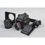 A Mamiya 645 1000S Camera, serial no 147176, shutter working, body G, some wear to metal edging,