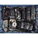 A Tray of Compact 35mm Cameras, brands include Boots, Canon, Nikon (2), Pentax (3), Ricoh and