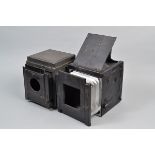 Two Half Plate Box-Form Reflex Bodies, a box-form SLR, marked A.E. Staley & Co and Sands Hunter &