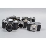 Wirgin Cameras, a Wirgin Edixa Flex (1958), shutter fires, body G, some lifting to leatherette,