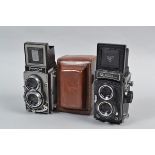 Meopta and Shanghai TLR Cameras, a grey Meopta Flexaret VI Automat camera, serial no 6-152134,