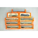 Two Primex HO locos, together with seven coaches, all boxed. Including 3199, 4192, 4193, 4196, 4289,