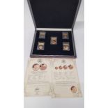 A London Mint five coin 22ct gold commemorative proof set, for the Centenary of WW1 Quintuple set.