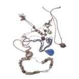 A quantity of Asian and Middle Eastern white metal jewellery, including a lapis lazuli pendant and