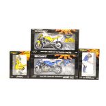 Two Minichamps Valentino Rossi Collection motorcycles with matching figurines, Yamaha YZR-M1 camel