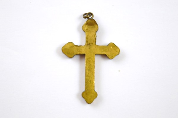 A 19th Century Roma marked micro mosaic cross pendant, on base metal mount, 4.5cm x 3cm - Image 2 of 2