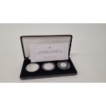 Two jubilee Mint silver commemorative three coin proof sets, commemorating Dambusters 75th