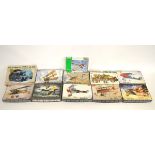 Eleven assorted military related model kits, including Tamiya 1:35 scale, Mirage 1:35 scale, Roden