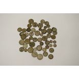 A collection of British pre 1947 half silver coinage, 313.9g together with four pre 1920 3d coins.