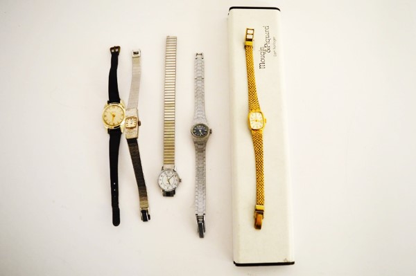 Five ladies watches, including a stainless steel Seiko, a 17 jewelled Shivas, a Westclox example and