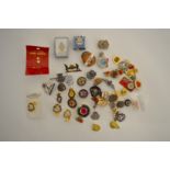 A collection of Royal British Legion, RAF, Civil Defence and other service lapel badges