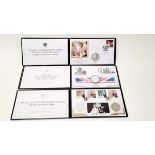 A collection of Jubilee Mint commemorative coin covers and coin packs, comprising Platinum Wedding