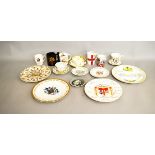 A collection of Staffordshire commemorative china, including a Portmeirion Apollo 11 Moon Landing