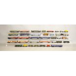 Ninety Unboxed HO Marklin Rolling Stock, including coaches, oil tankers, etc.