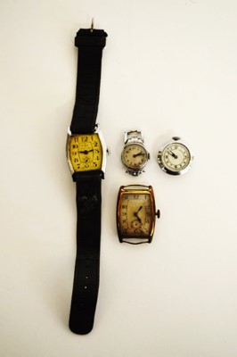 A gentleman's chromed Art Deco manual wristwatch, together with another gold plated example both