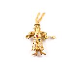 A 9ct gold gem set wizard pendant, on rope twist chain, 21cm, 4.2g