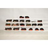 A collection of Marklin HO Steam and Tank locomotives and tenders, in diecast with various tenders.