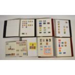 Ten stamp albums containing mostly Commonwealth stamps, countries include Nigeria, Belize, British