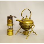 A Thomas & Williams Ltd Midget Miner's Lamp, The brass and steel lamp of tapered form, safety