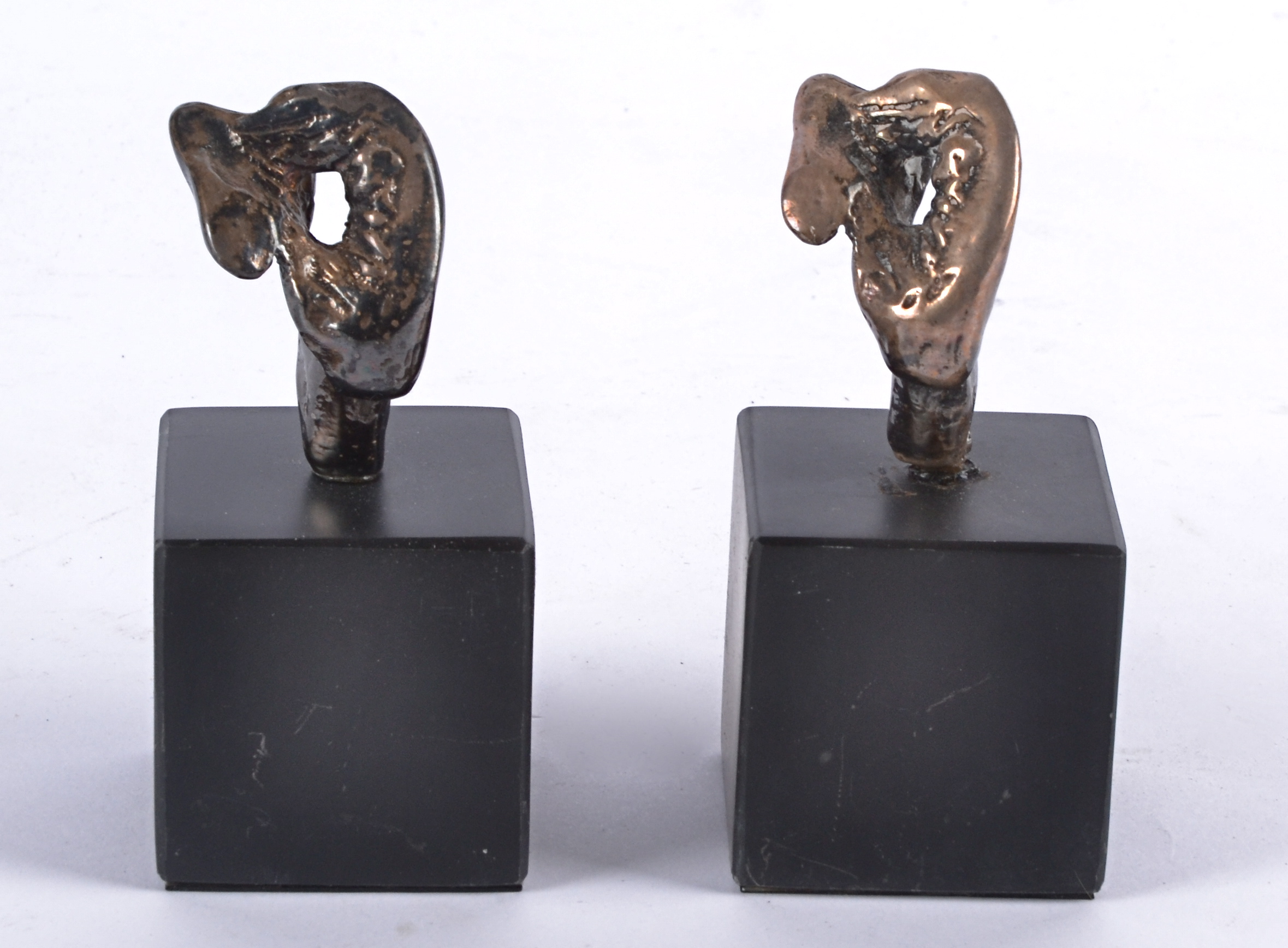 Two Eli Ilan (1928-1982) abstract silver sculptures, on black plinth bases, later recasting, - Image 2 of 9