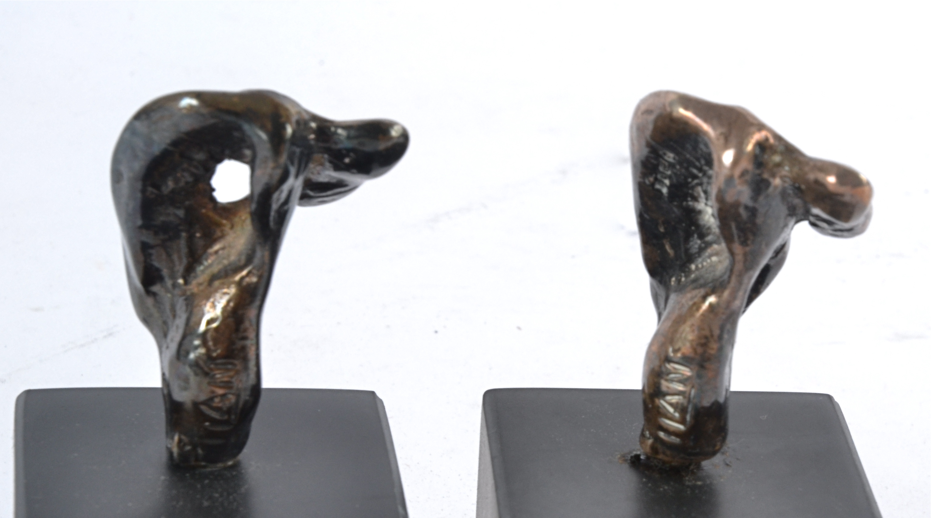 Two Eli Ilan (1928-1982) abstract silver sculptures, on black plinth bases, later recasting, - Image 7 of 9