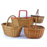Ten wicker baskets, some with handles, assorted sizes and shapes (10)