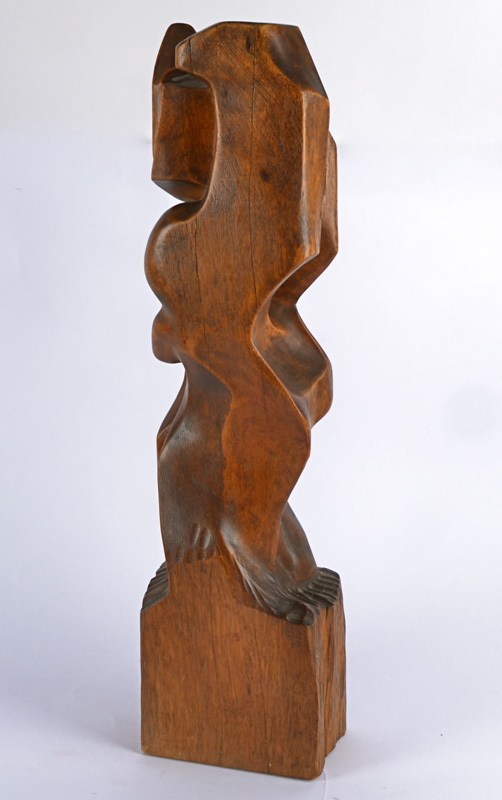 Eli Ilan (1928-1982) abstract wooden sculpture, untitled, 1963, signed and dated to the back ' - Image 3 of 9