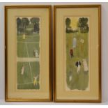 Richard Howard, pair of prints, Tennis and Croquet from 1973, each 62cm x 22m
