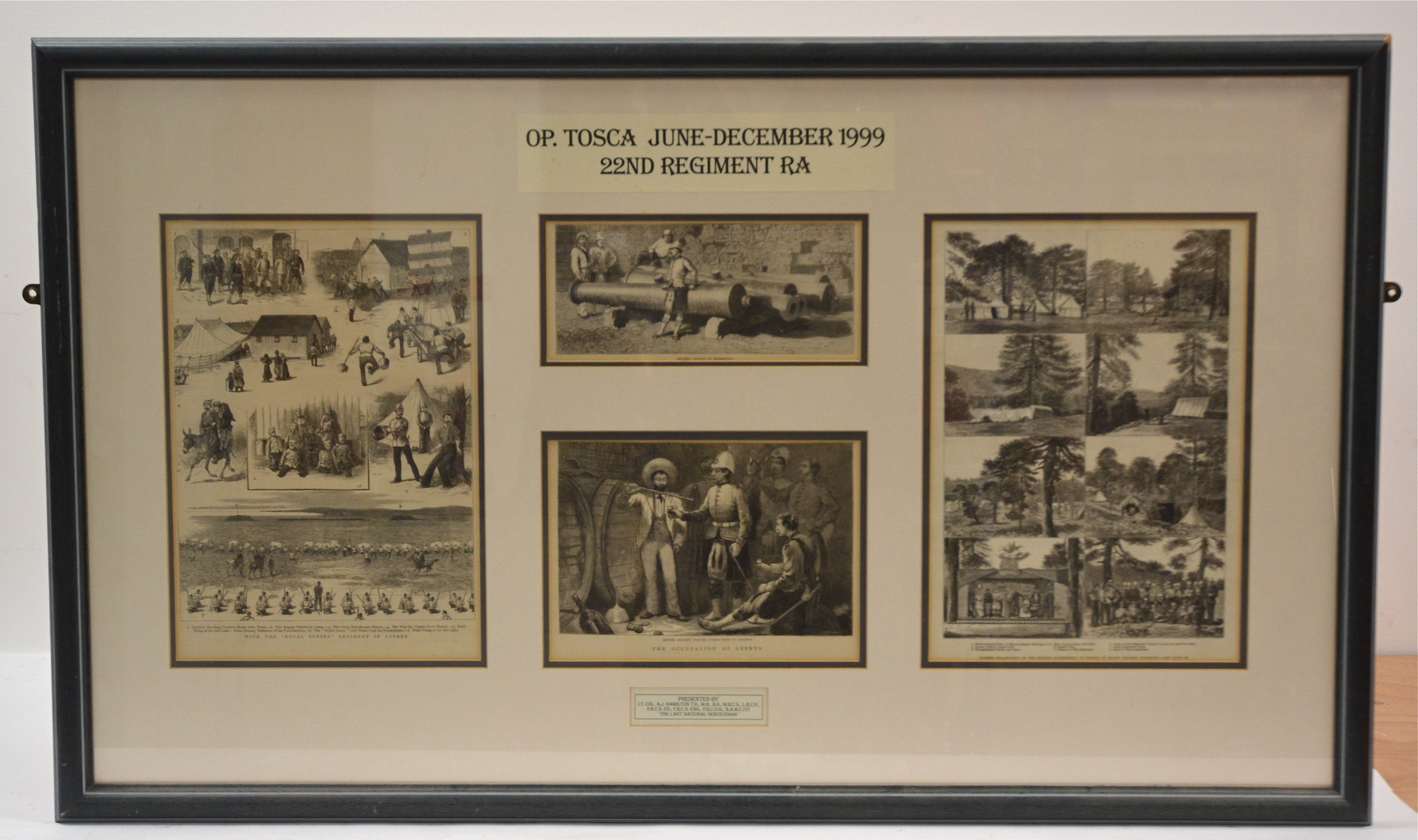Commemorative set of four engravings, Operation Tosca and 22nd Regiment of Royal Artillery, 53cm x