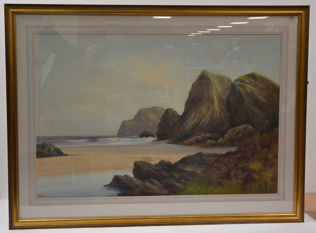 20th Century, P D Sherrin, watercolour of Watergate Bay, Cornwall, signed lower left P D Sherrin, - Image 6 of 15