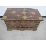 A 19th Century Sandook chest, with three short drawers, rising top to reveal fitted candle tray