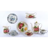 A Simpsons Chanticleer Ware tea service in the 'Belle Fiore' pattern, a teapots, three bowls (