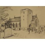 Winifred Francis (British 1915-2009), pencil drawing on paper, St Marys Church, Builth Wells, 28cm x