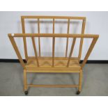 A beech MABEF M40 print rack, four castor for mobility with lever brake, 103cm tall, 80cm long,