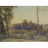 Sir Herbert Edwin Pelham Hughes-Stanton (1870 - 1937) oil on canvas, mediterranean landscape of