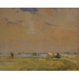 Honor Sterndale Bennett watercolour, 'Romney Marsh', signed lower right, enscribed to verso 1950,